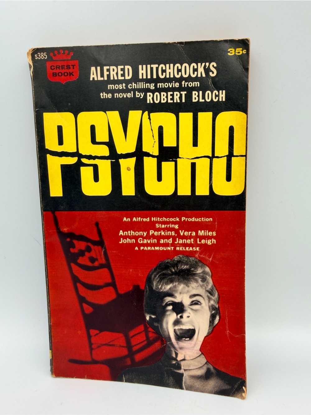 Psycho Robert Bloch 1961 2nd Crest Printing S385 Alfred Hitchcock Movie Tie-In